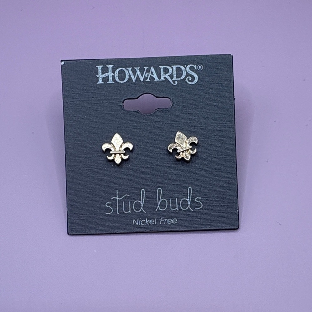 *3 for $15 item* Howards Gold Tone Fleur-de-Lis Stud Earrings